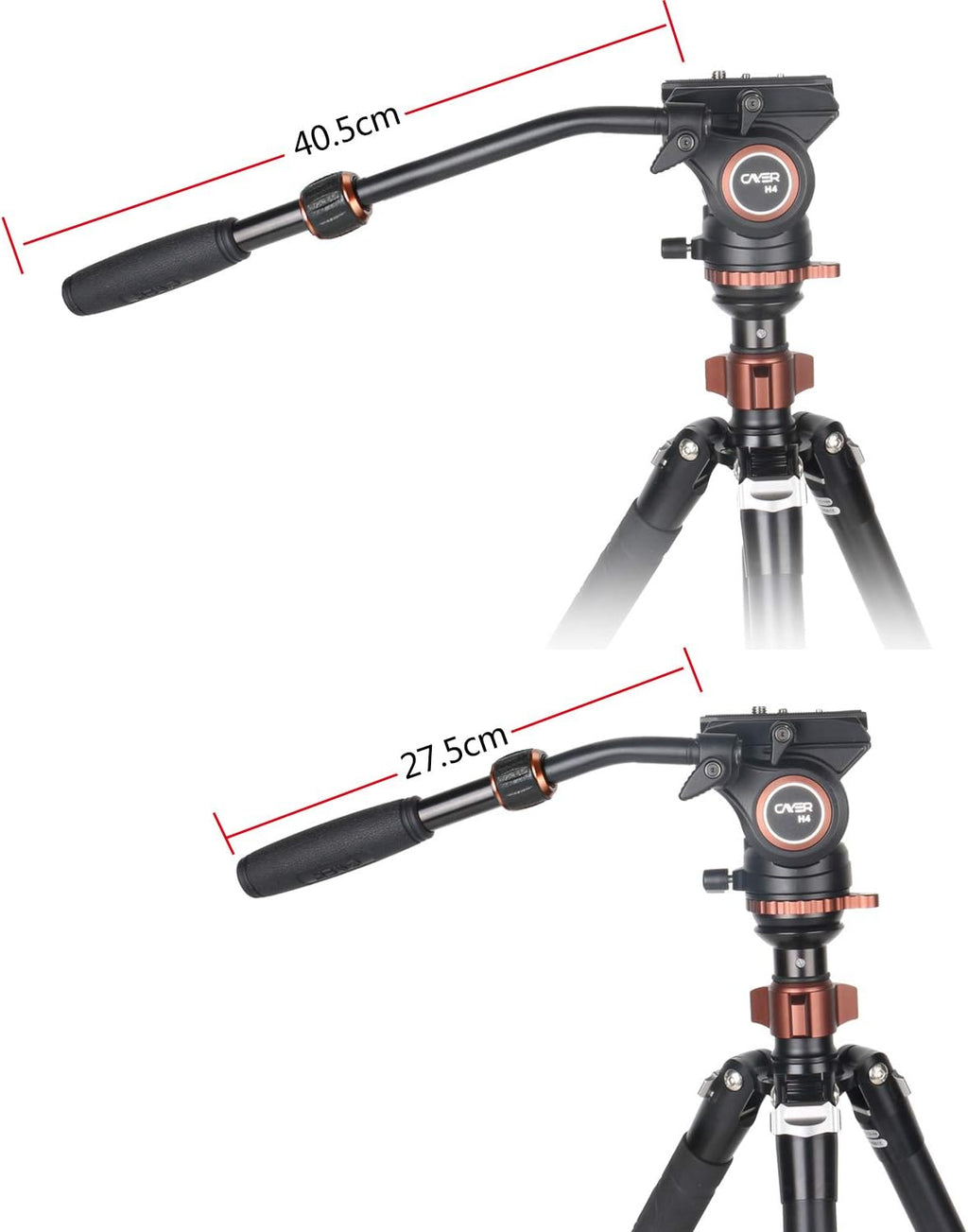Video Fluid Head Tripod Pan Head with 60 mm Flat Base, 2-Section Pan Bar Handle, Sliding Plate, Max Loading 13.2LB, Pack of 2 W86143