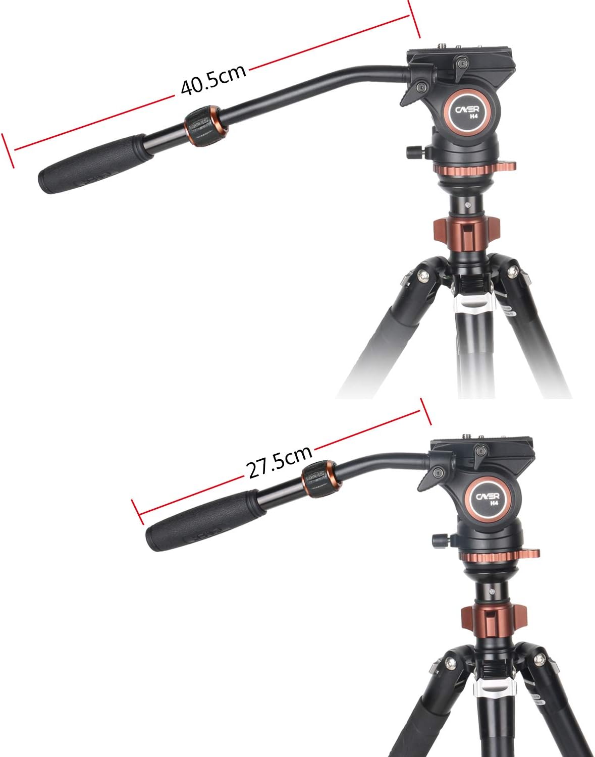Video Fluid Head Tripod Pan Head with 60 mm Flat Base, 2-Section Pan Bar Handle, Sliding Plate, Max Loading 13.2LB, Pack of 2 W86143