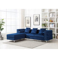Gray Velvet Sleeper Sectional Sofa U2219