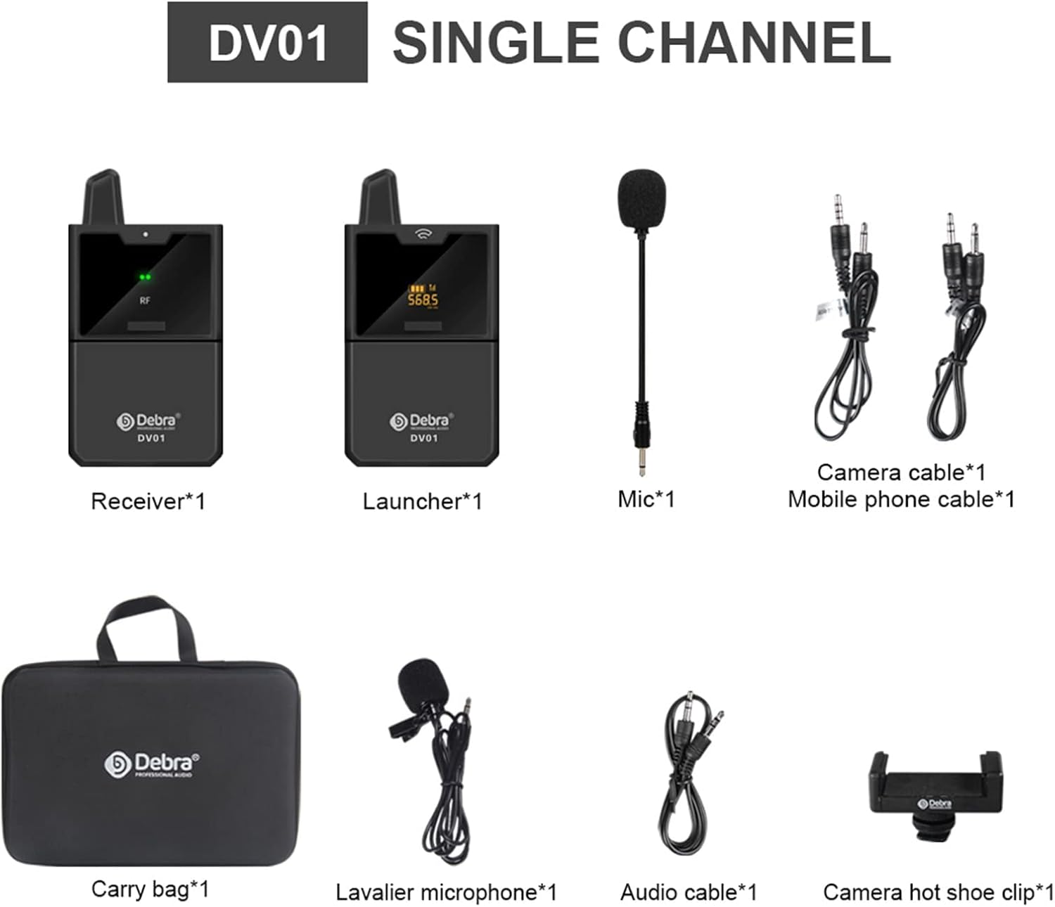 UHF Wireless Lavalier Microphone System with Transmitter and Receiver, 164 Feet, Pack of 2 N834908