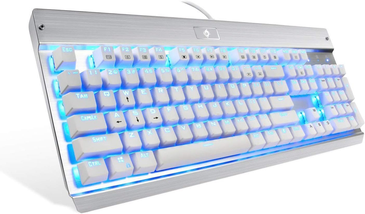 White Mechanical Keyboard Blue LED Backlit Pack of 2 H190091