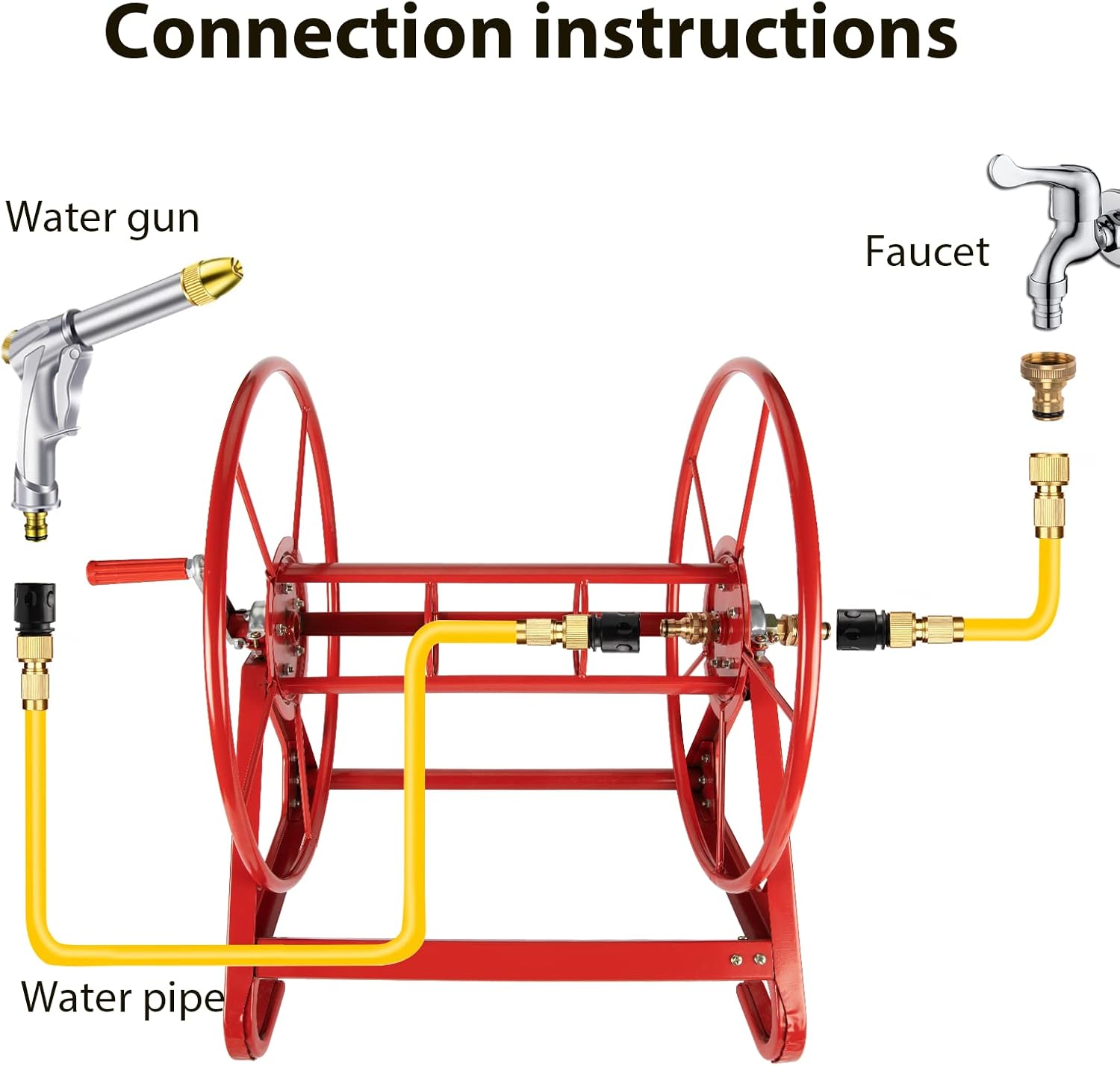 Heavy Duty Wall Mounted Garden Hose Reel Holder for 200 FT 3/4 Inch Hose M957114