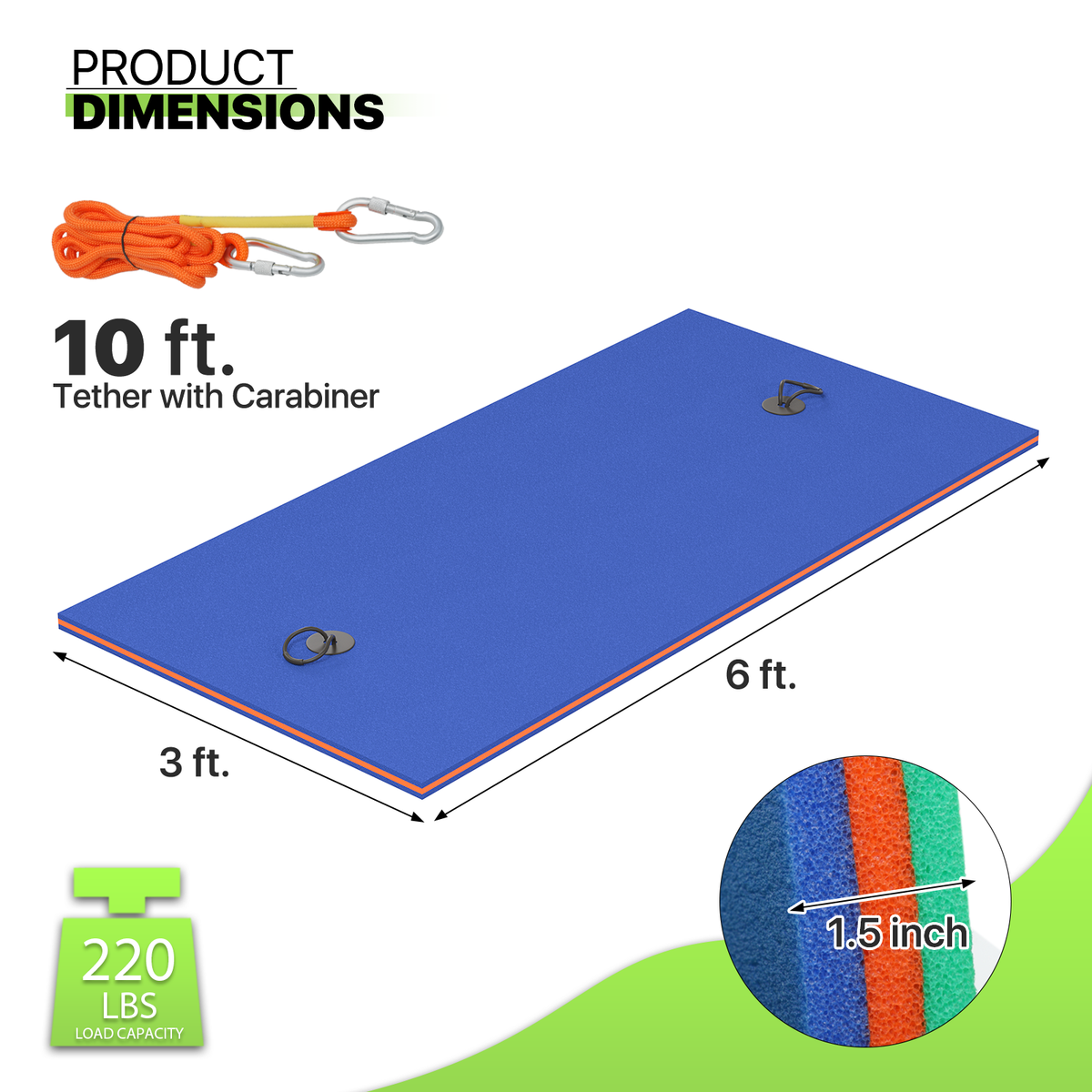 Blue 6x3FT XPE Foam Water Floating Mat S1904
