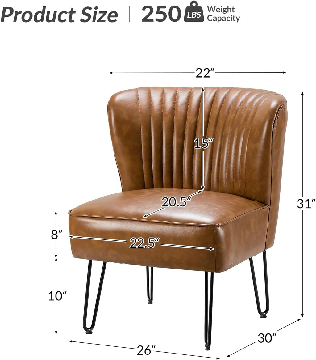 Faux Leather Accent Chair with Metal Base D78666
