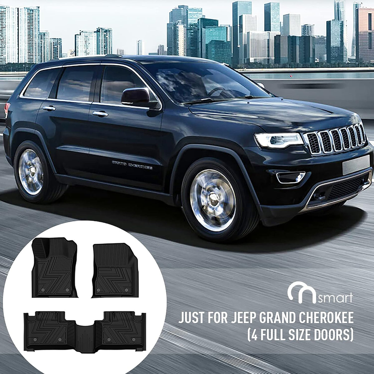Black TPE All Weather Floor Liners for Jeep Grand Cherokee W569