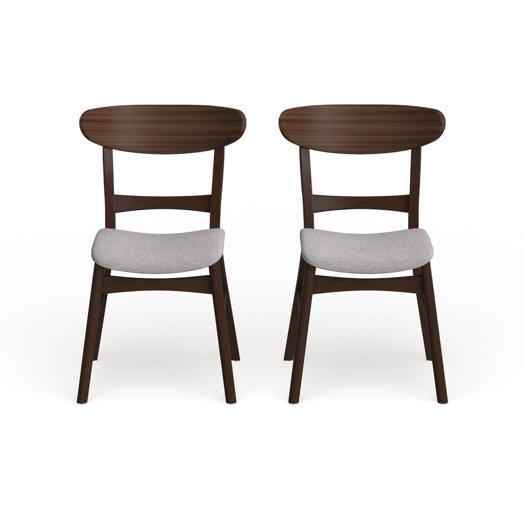 Fabric Dining Chair (Set of 2) Dark Beige Oak Finish E2071