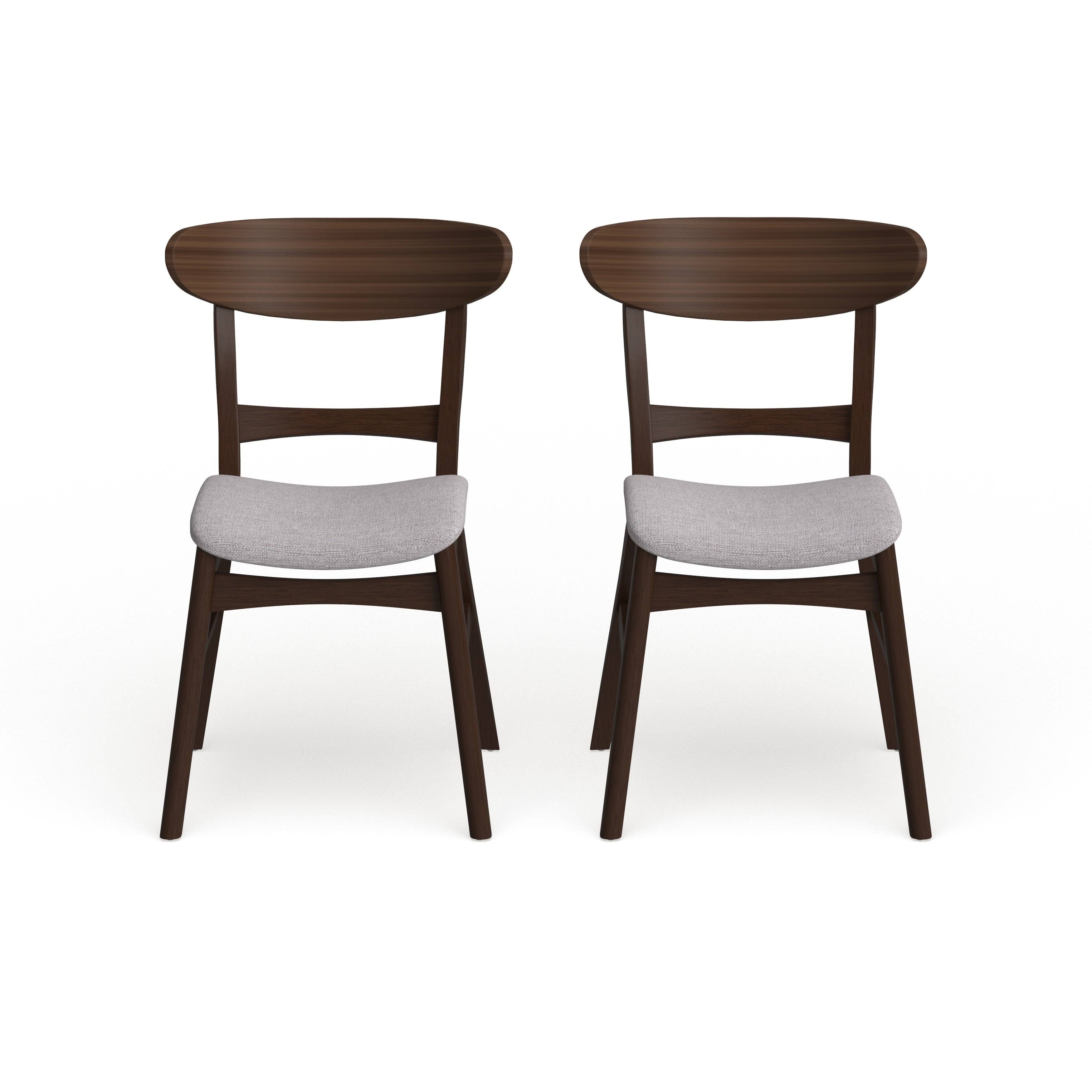Fabric Dining Chair (Set of 2) Dark Beige Oak Finish E2071