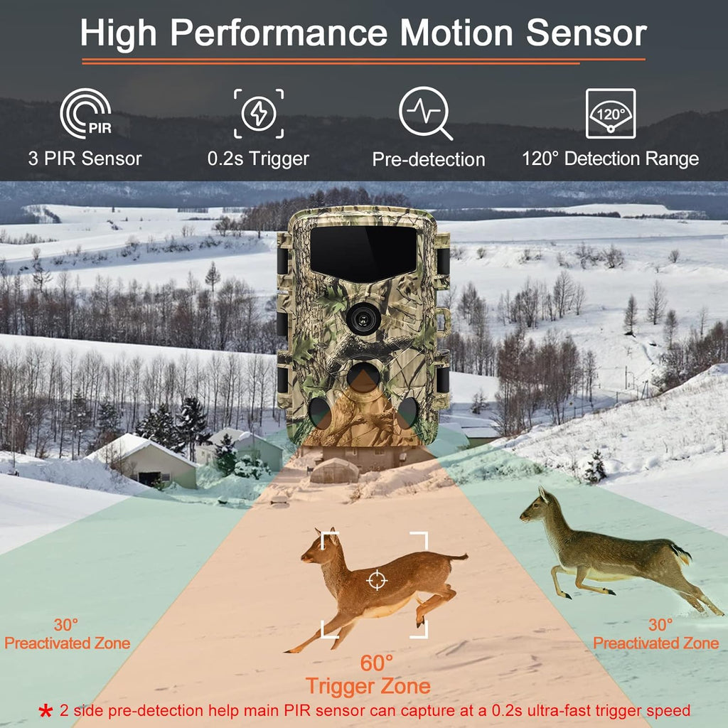 4K 32MP Trail Camera with Low Glow Night Vision N407974