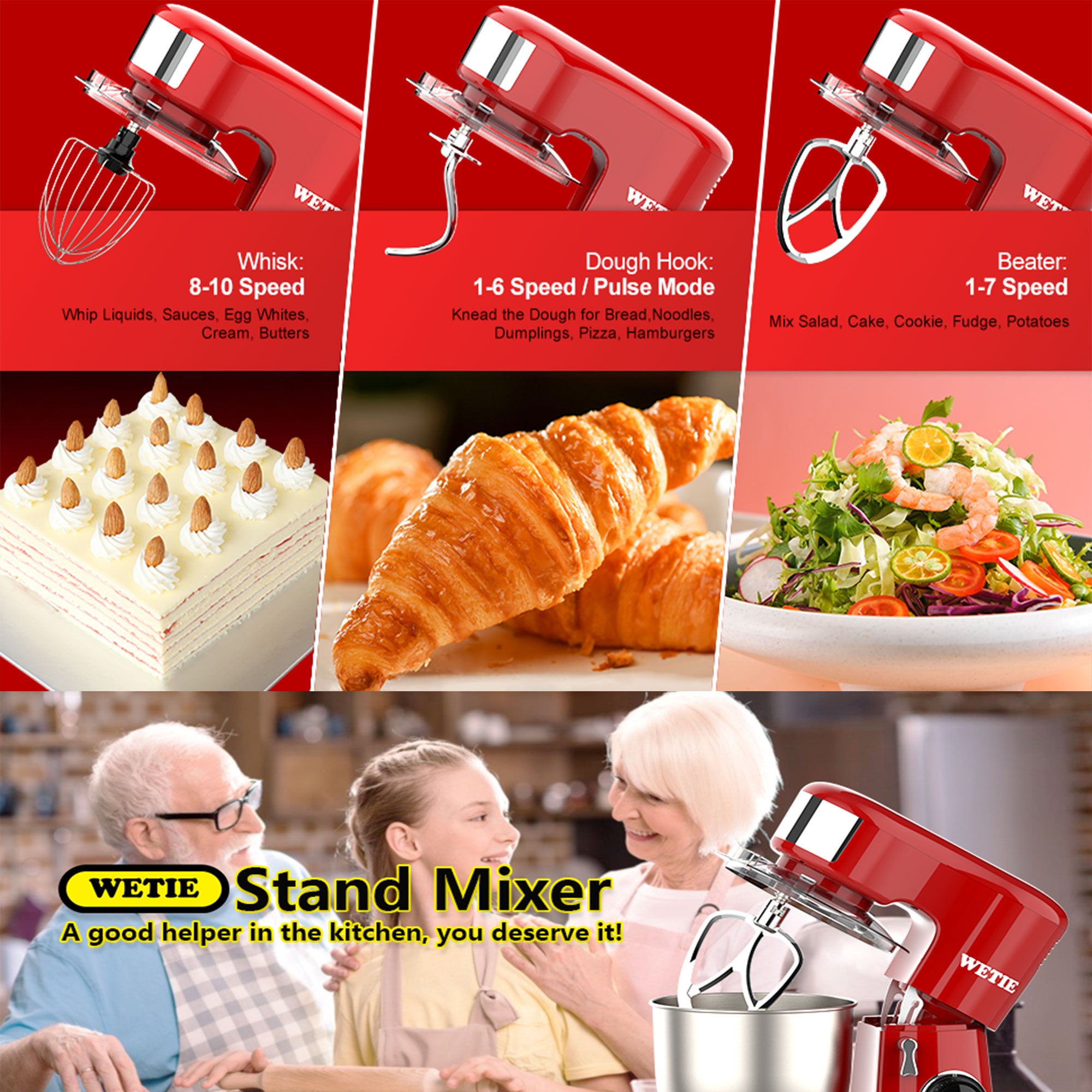 Red 4.8 Quarts 10 Speed Stand Mixer I86910