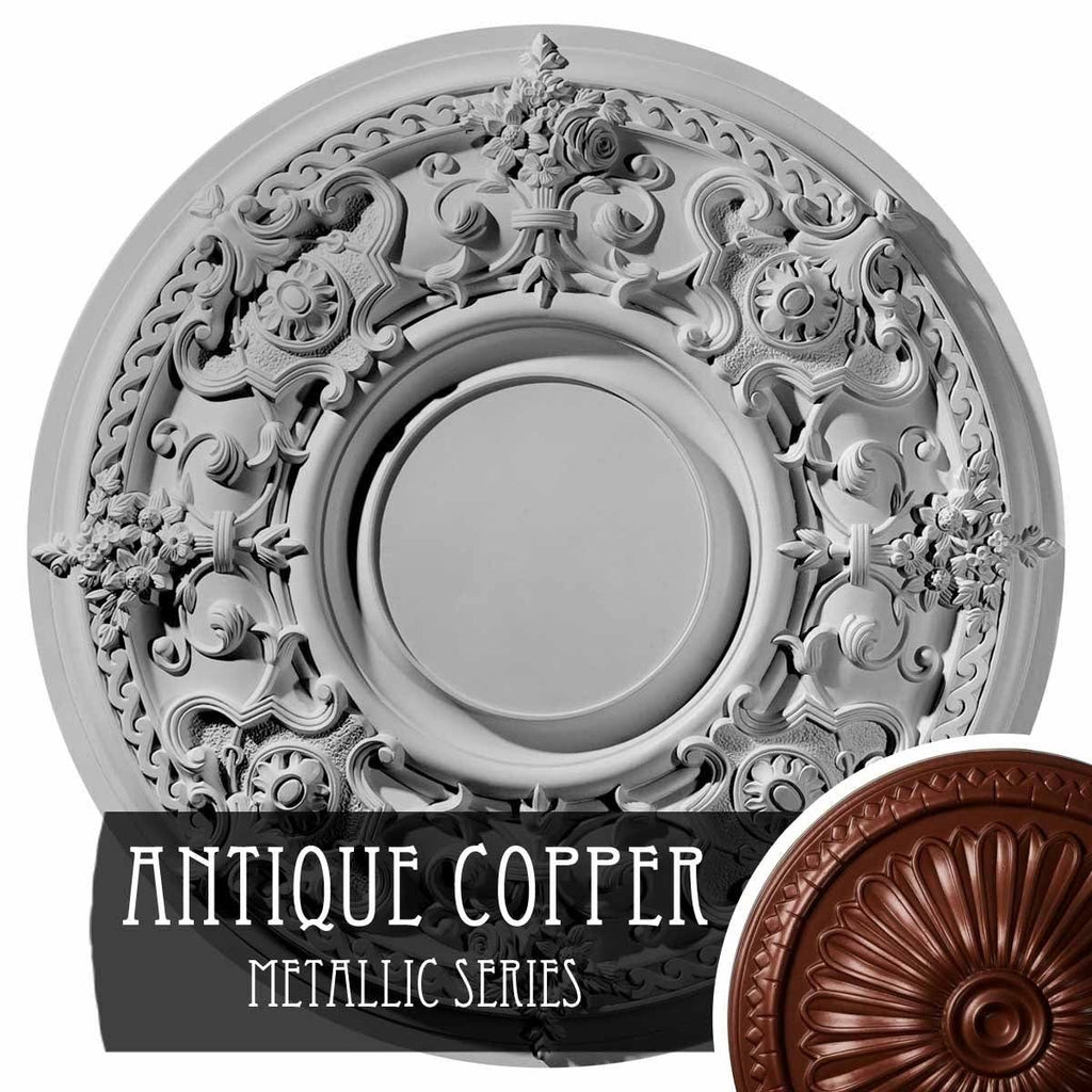 32 3/4x22OD x 2 1/2x22P Hand-Painted Ceiling Medallion Q23462