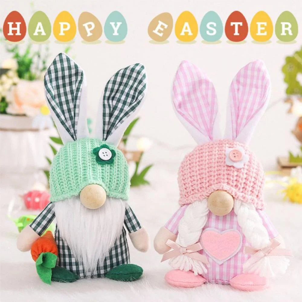 1/2 Pcs Plush Easter Bunny Handmade Swedish Tomte Elf Stuffed Doll Rabbit Ornaments L40186