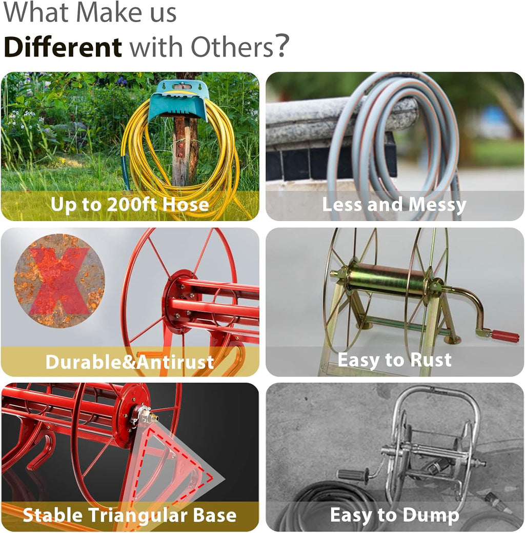 Heavy Duty Wall Mounted Garden Hose Reel Holder for 200 FT 3/4 Inch Hose M957114
