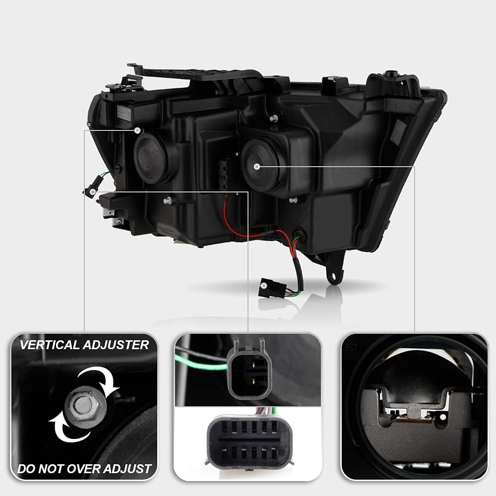 Chrome LED DRL Sequential Signal Dual Projector Headlights W1066