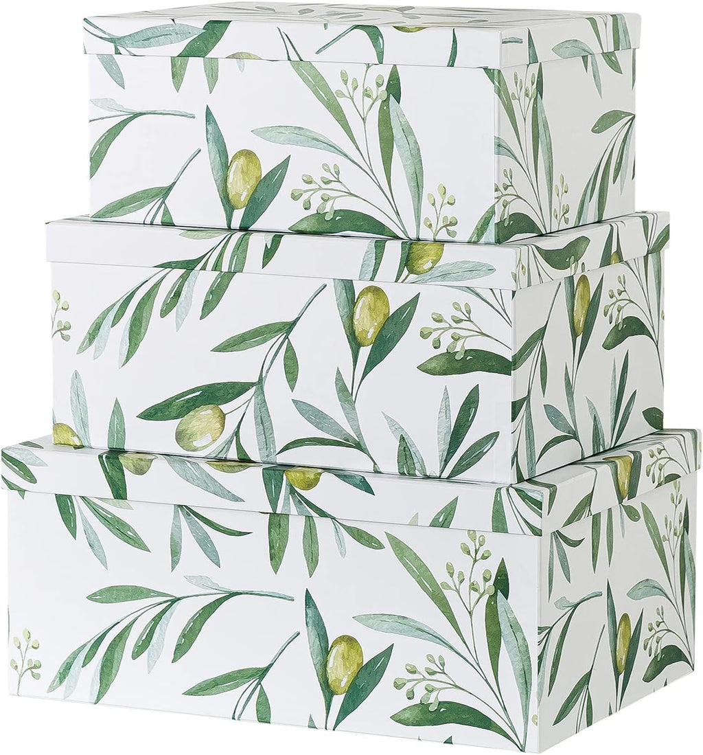 Autumn Wonders Set of 3 Botanical Paperboard Nesting Boxes Z717