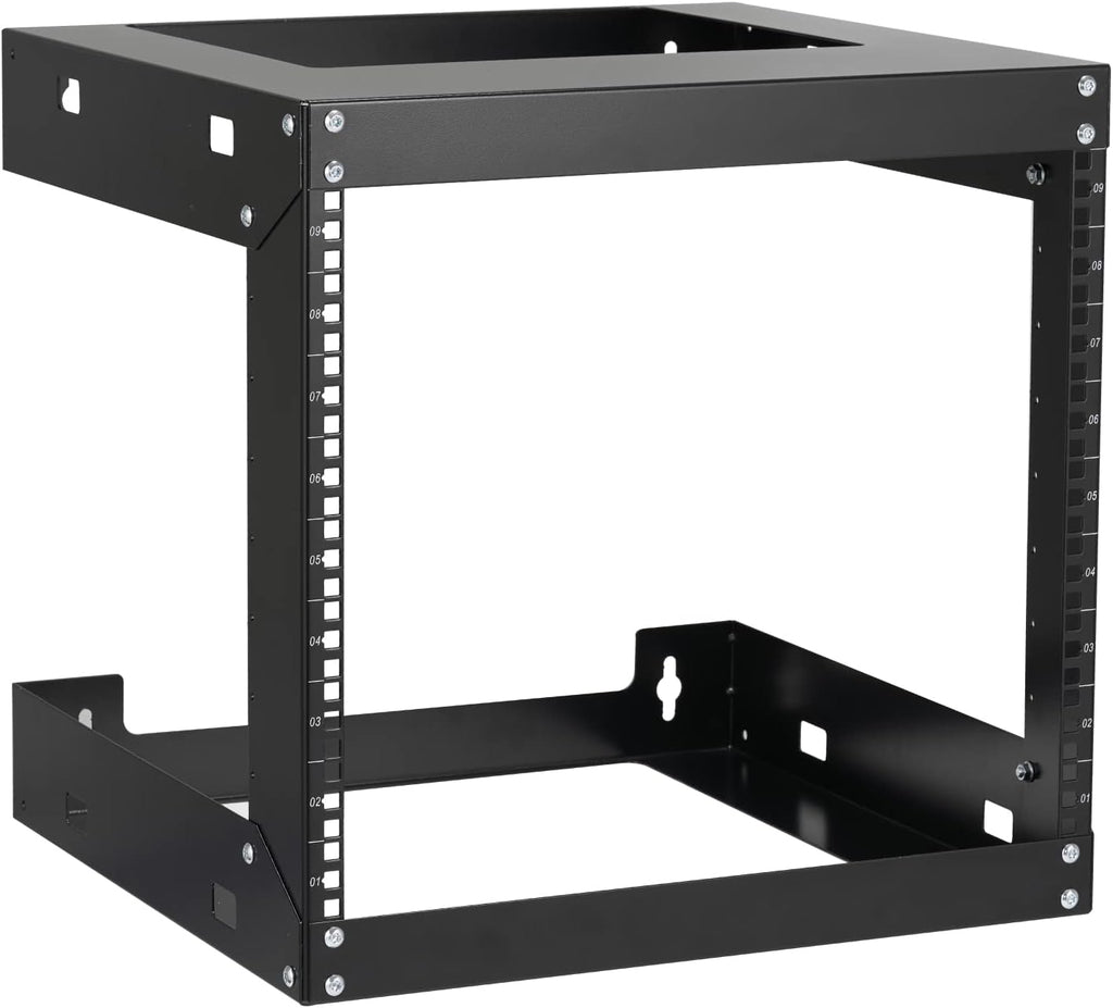 19 Inch 2 Post Black Open Frame Wall Mount Rack N323
