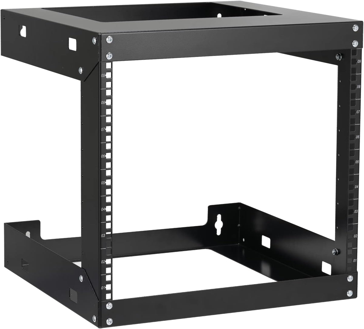 19 Inch 2 Post Black Open Frame Wall Mount Rack N323