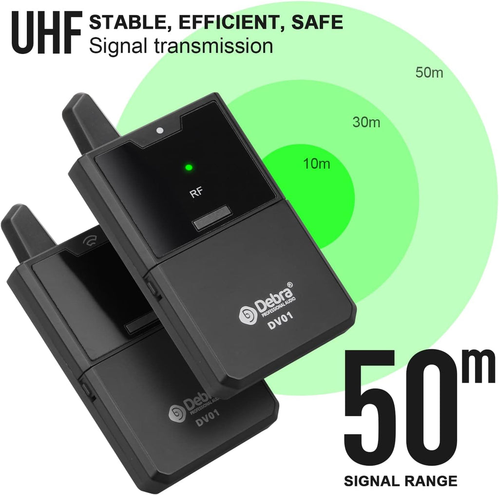 UHF Wireless Lavalier Microphone System with Transmitter and Receiver, 164 Feet, Pack of 2 N834908