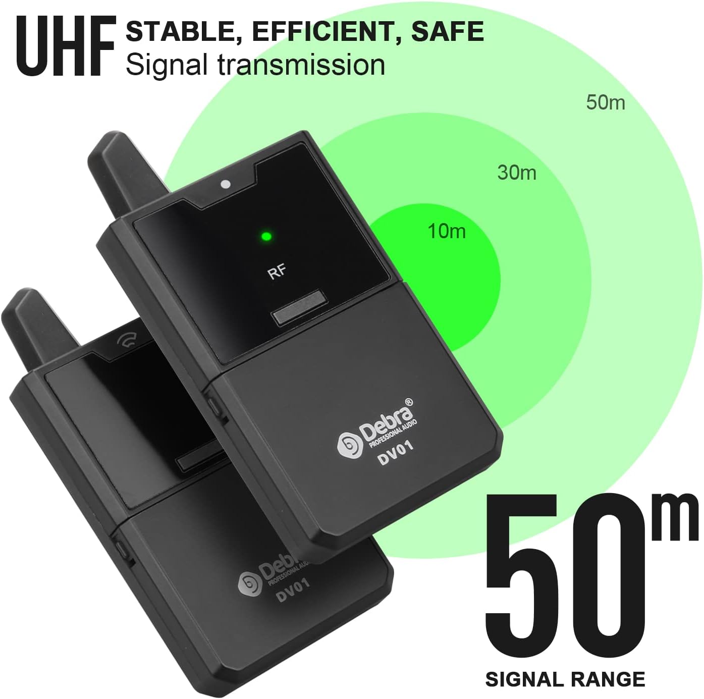 UHF Wireless Lavalier Microphone System with Transmitter and Receiver, 164 Feet, Pack of 2 N834908