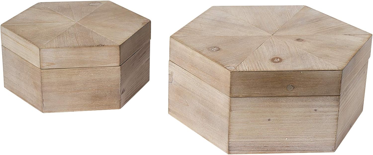 Set of 2 Light Brown Decorative Boxes F5997