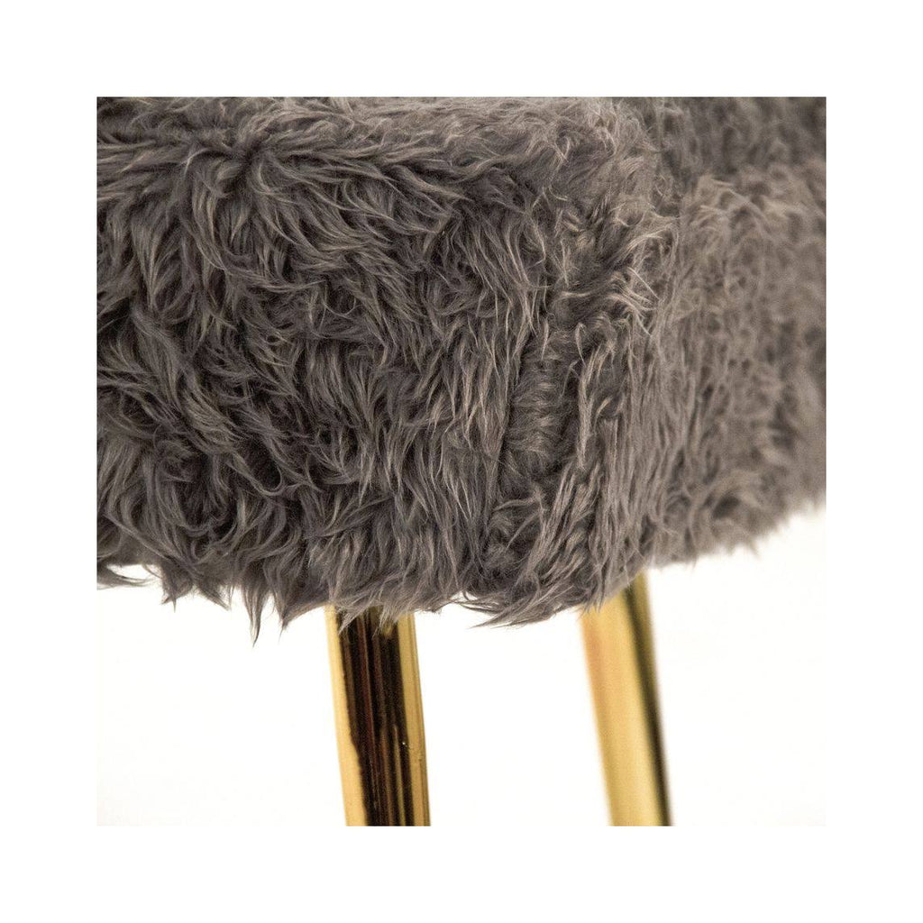 Slate Grey Faux Fur Bench B33325