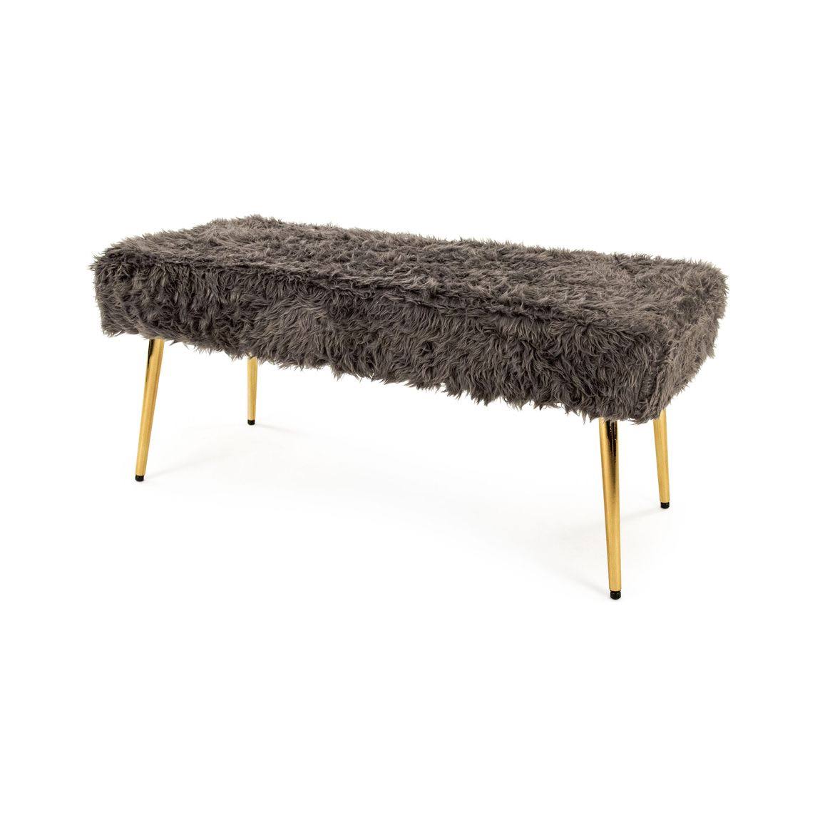 Slate Grey Faux Fur Bench B33325
