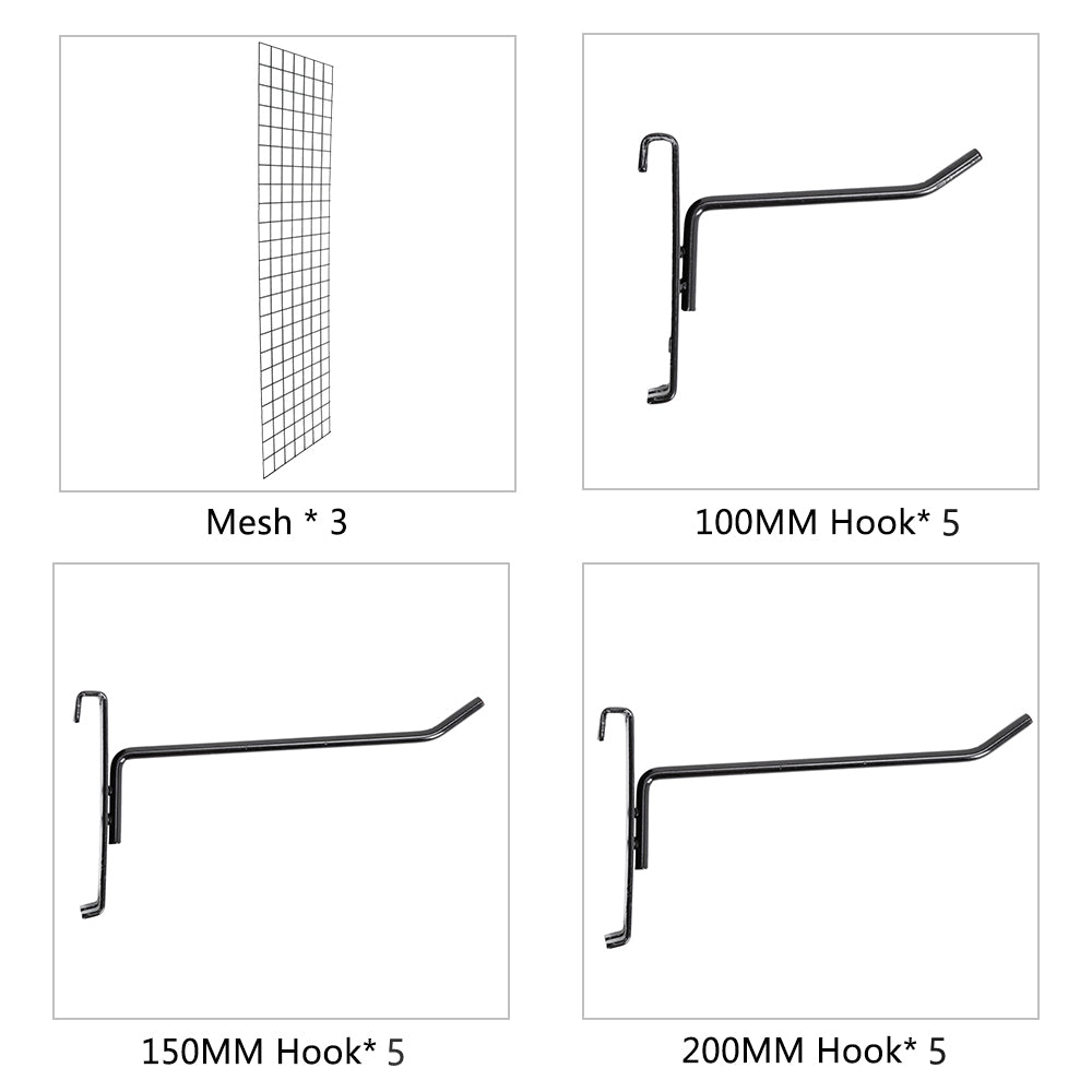 6' x 2' Wire Grid Panel Display Rack with Hooks, 3-Pack K936024