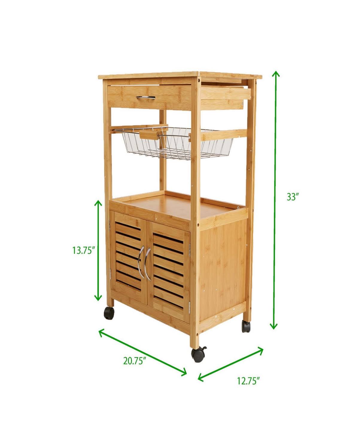 Bamboo Brown 3 Tier Kitchen Cart D4803