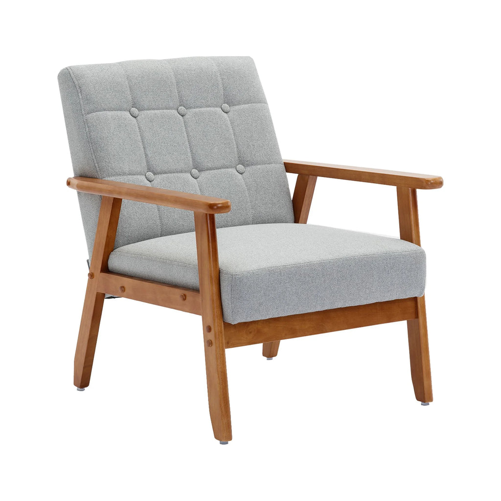 Accent Chairs Set of 2 with Side Table, Wood and Fabric Armchairs Y415360