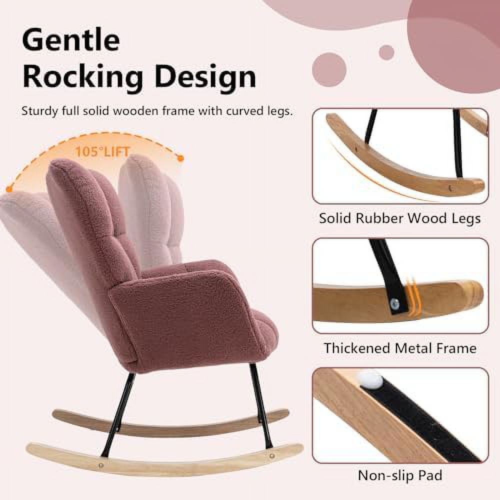 Grey Velvet Upholstered Glider Rocker I535549