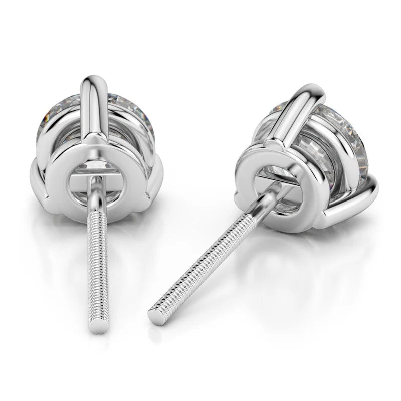 0.50 Carat Round Lab Created Diamond Stud Earrings Solid 950 Platinum Screw Back R5115