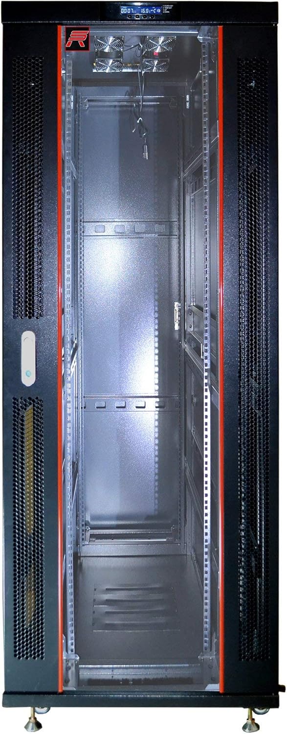 42 U Free Standing Locking Network Rack Cabinet with Shelf and Cooling Fan L32582