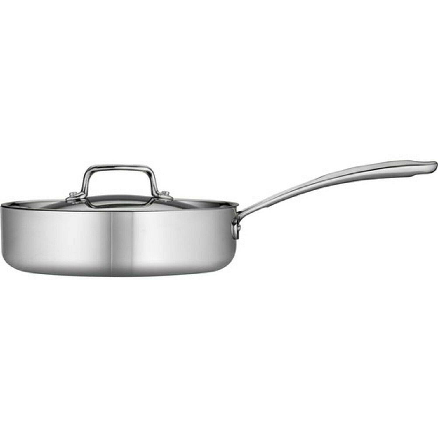 Tri-Ply Clad Stainless Steel Deep Saute Pan with Lid, 3 qt Z682