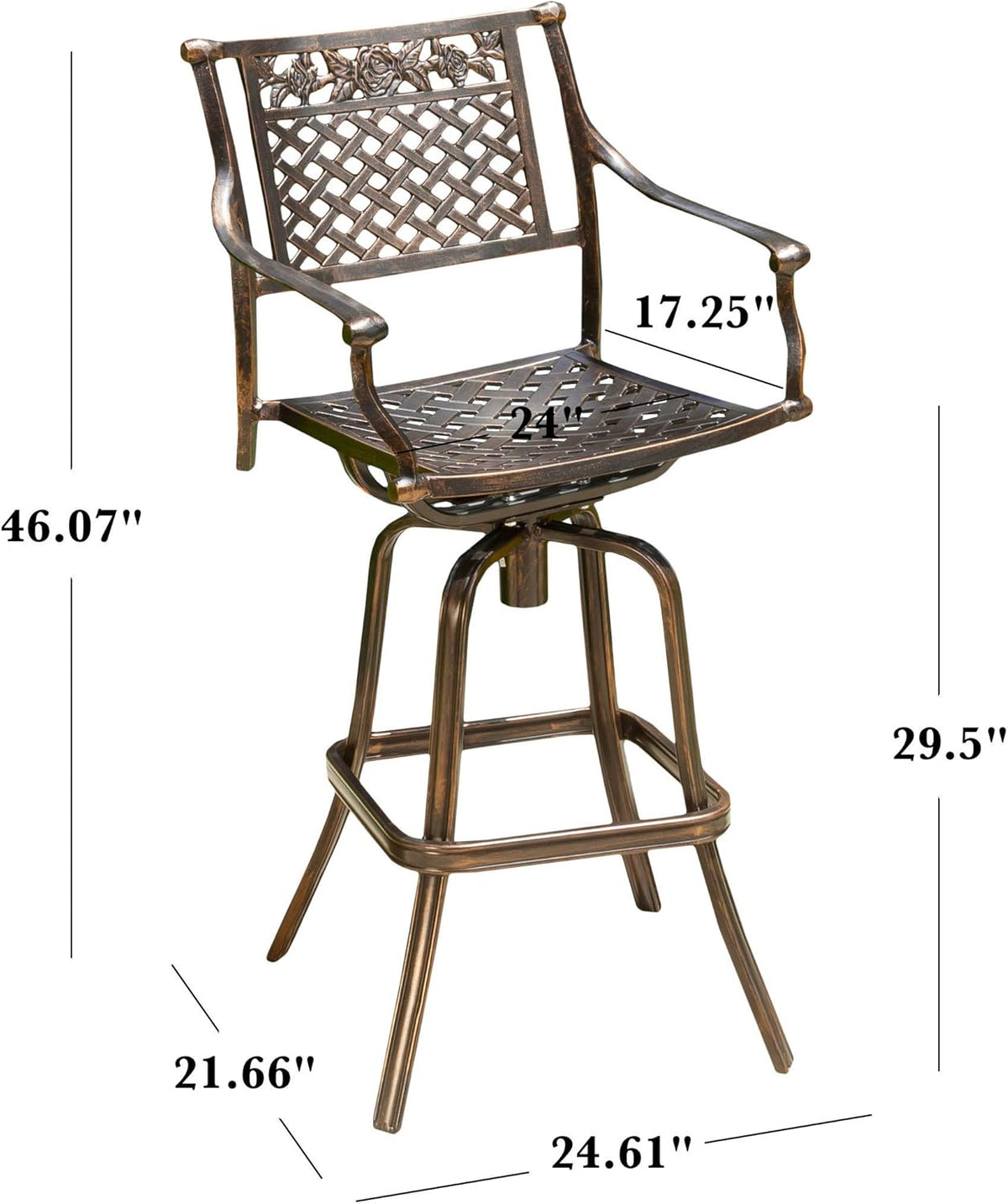 Copper Cast Aluminum Barstool with Cushion K7930
