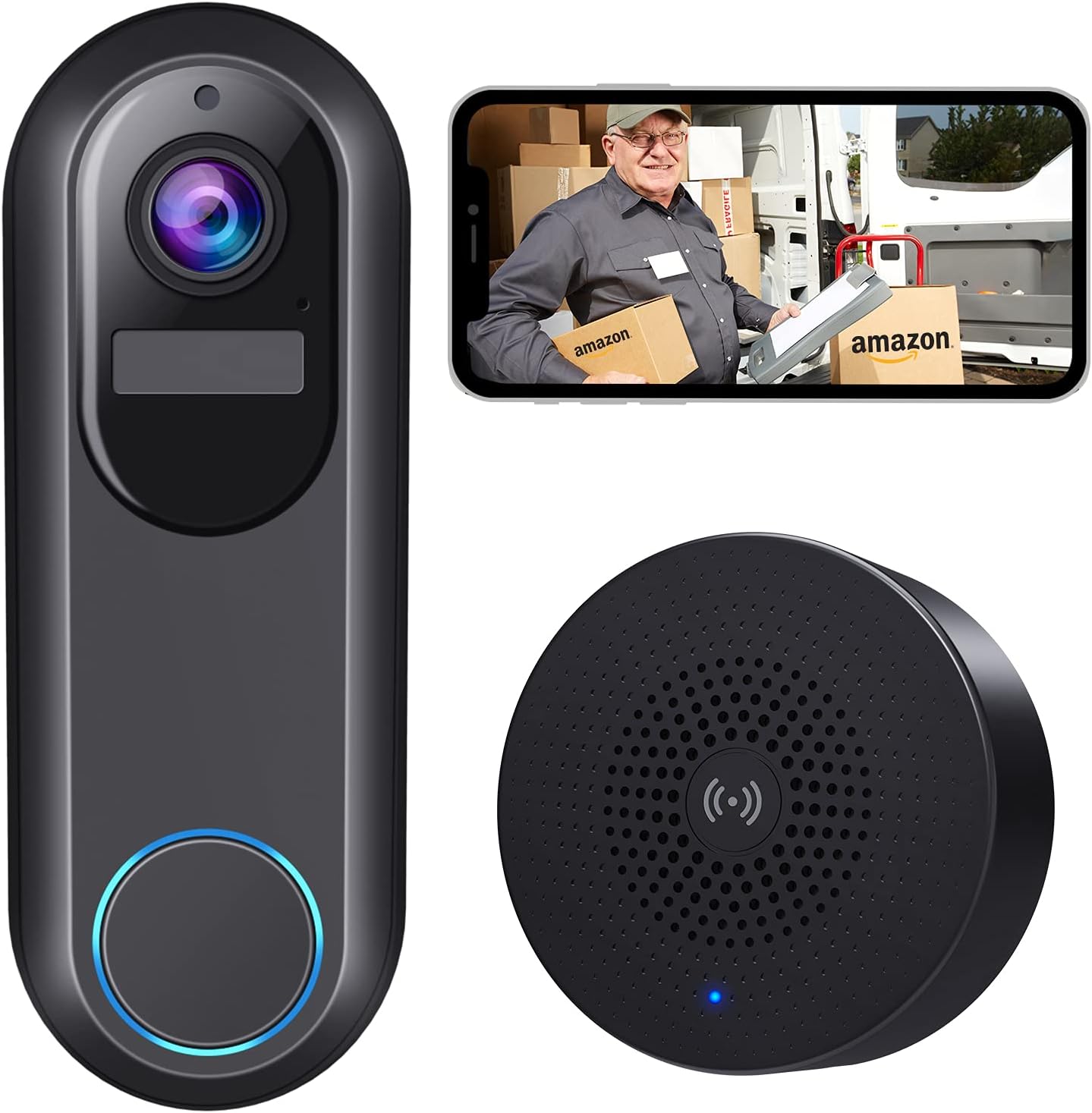 Wireless Video Doorbell Camera with Chime, 1080P HD, Pack of 2 R527358