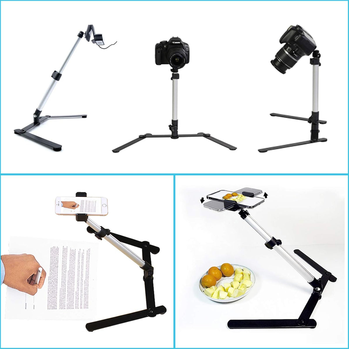 Pack of 2 Adjustable Overhead Phone Tripod Stand with Cellphone Holder U386
