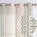 Sage on Beige Semi Sheer Linen Curtains 84 Inch Grommet 2 Panels A446552