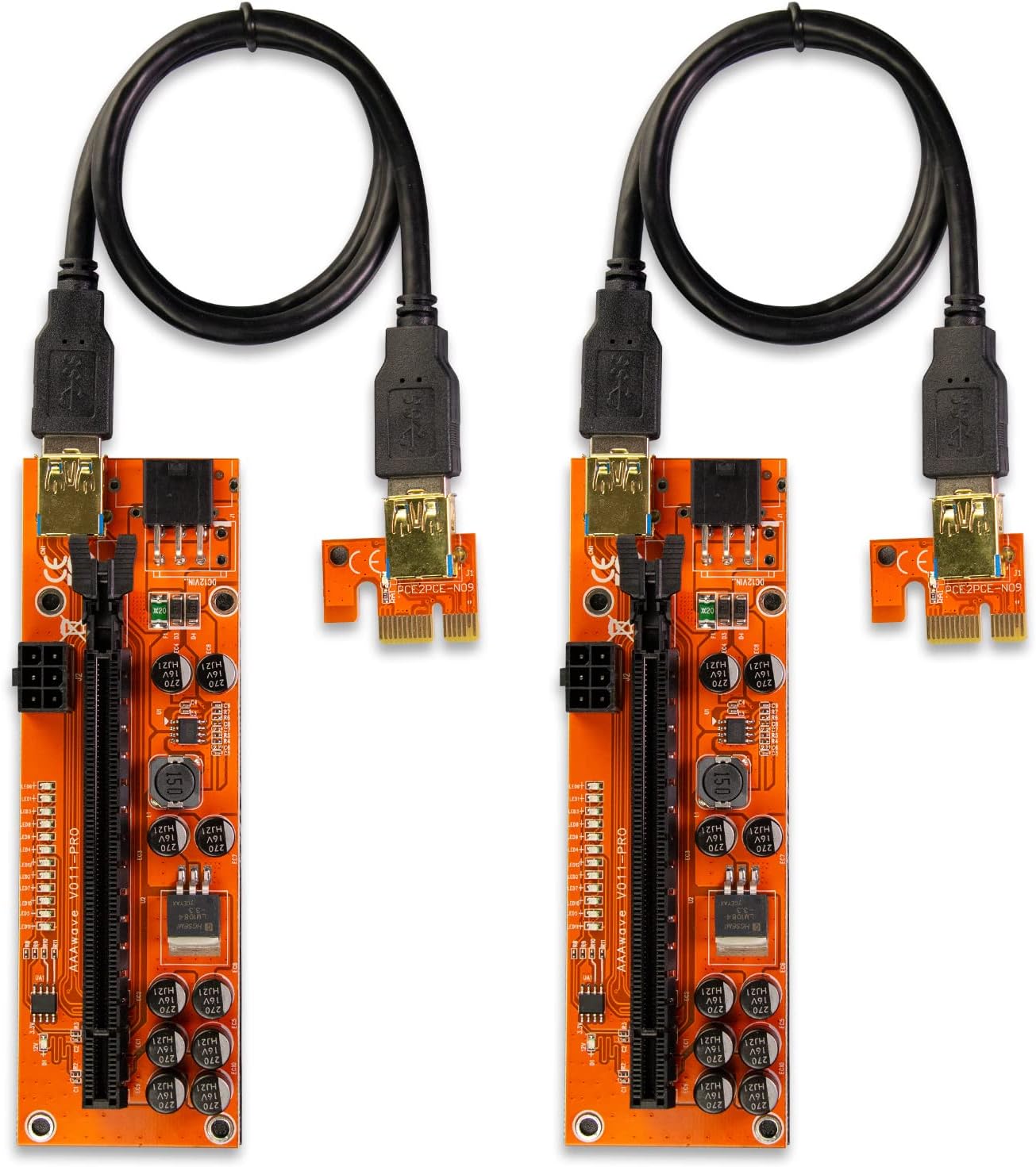 PCIE Riser 1x to 16x Graphic Extension 60cm USB 3.0 Cable Pack of 12 L826