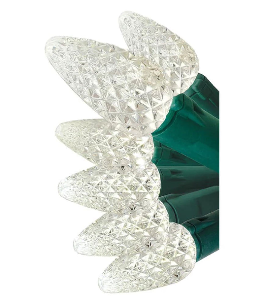 150 LED C-5 Warm White Lights with Green Wire 37.2 FT R107399