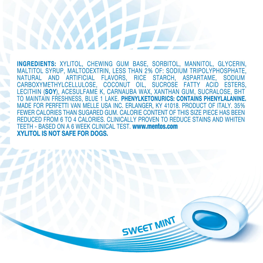 Mentos Pure White Gum Sweet Mint 15 Piece Bottle X810