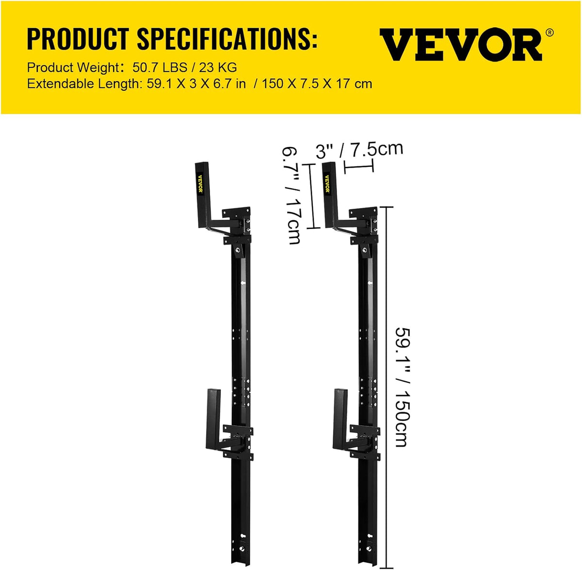 Black Steel Trailer Ladder Rack K7559