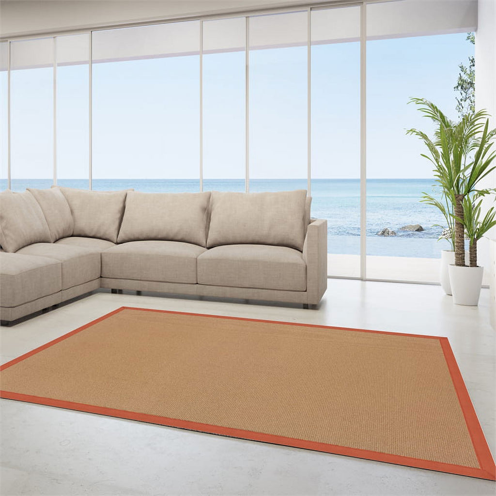 Brown and Burnt Orange Wool Rug Y716