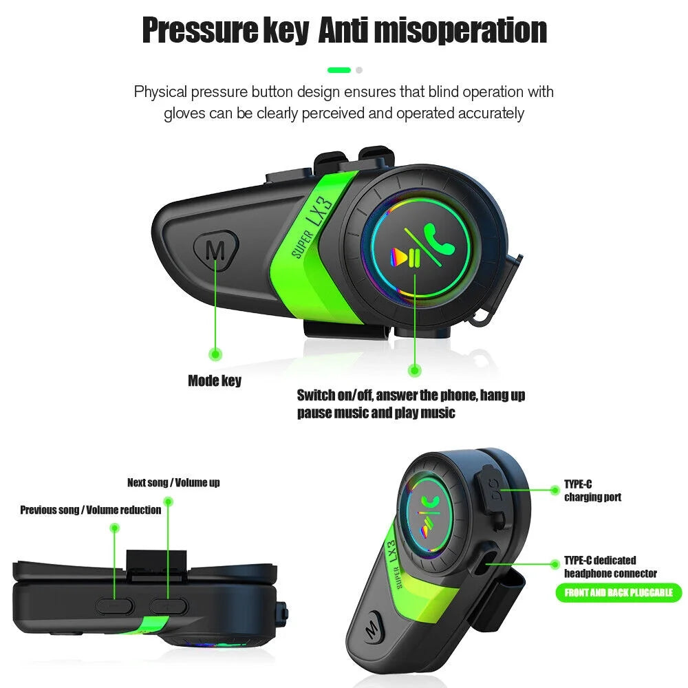 Wireless Bluetooth 5.0 Motorcycle Helmet Headset Speaker and Headphone I50273