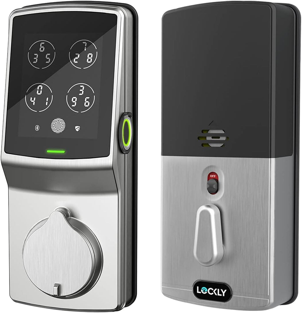 Satin Nickel Smart Deadbolt with Fingerprint Keypad G39643