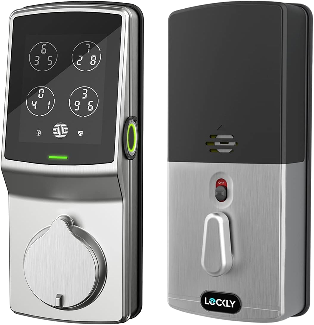 Satin Nickel Smart Deadbolt with Fingerprint Keypad G39643