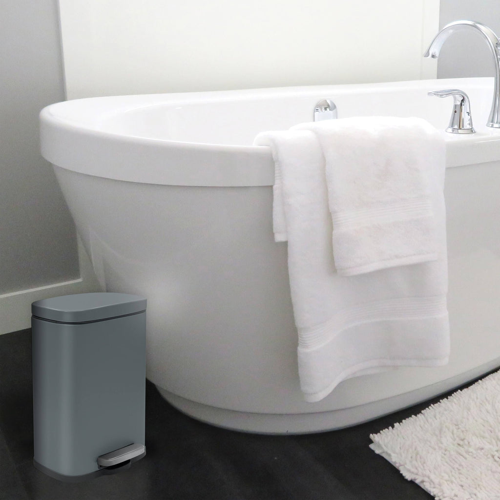 Matte Dark Gray Stainless Steel Step Trash Can F458