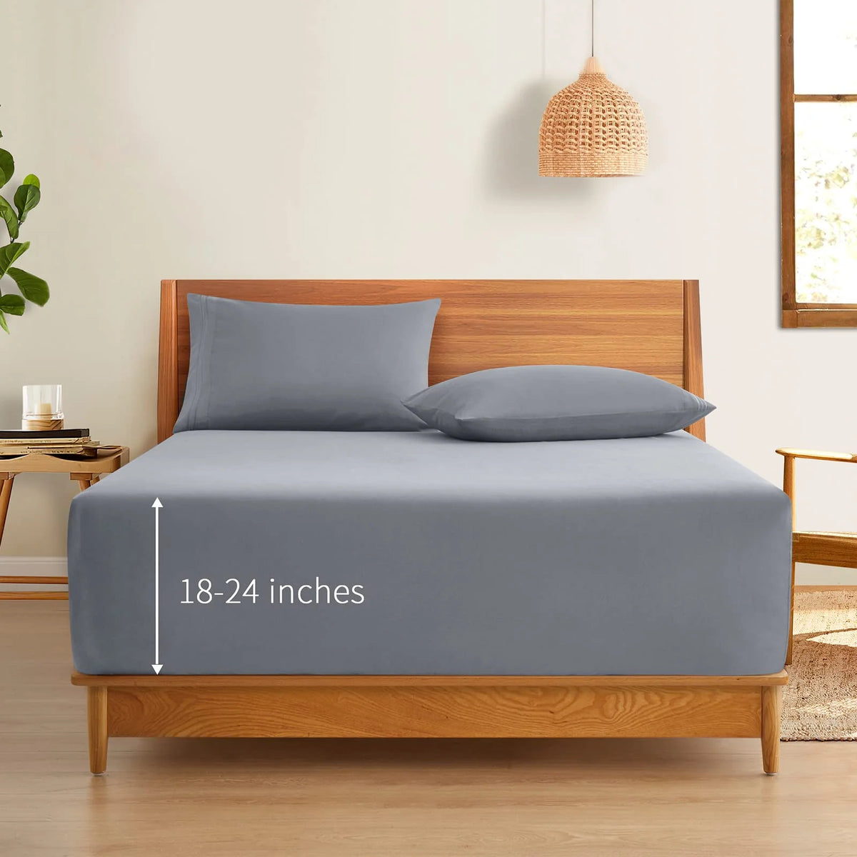 Queen Size 24 Inch Deep Pocket Microfiber Fitted Sheet Q918