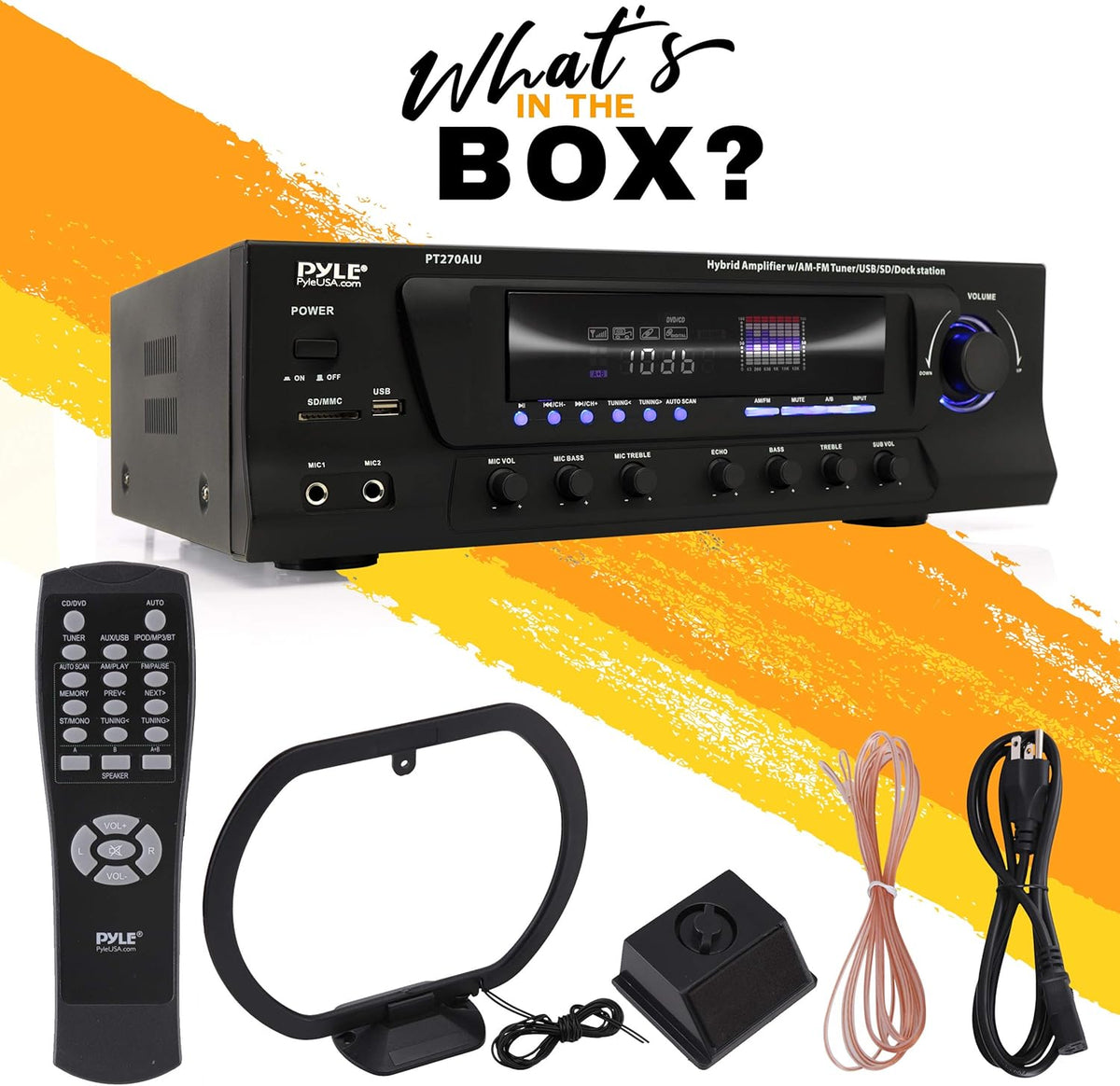 300W Digital Stereo Receiver System with AM/FM Tuner, USB/SD MP3 Player, Subwoofer Control, A/B Speaker, iPod/MP3 Input, Karaoke, Cable & Remote Sensor I78399