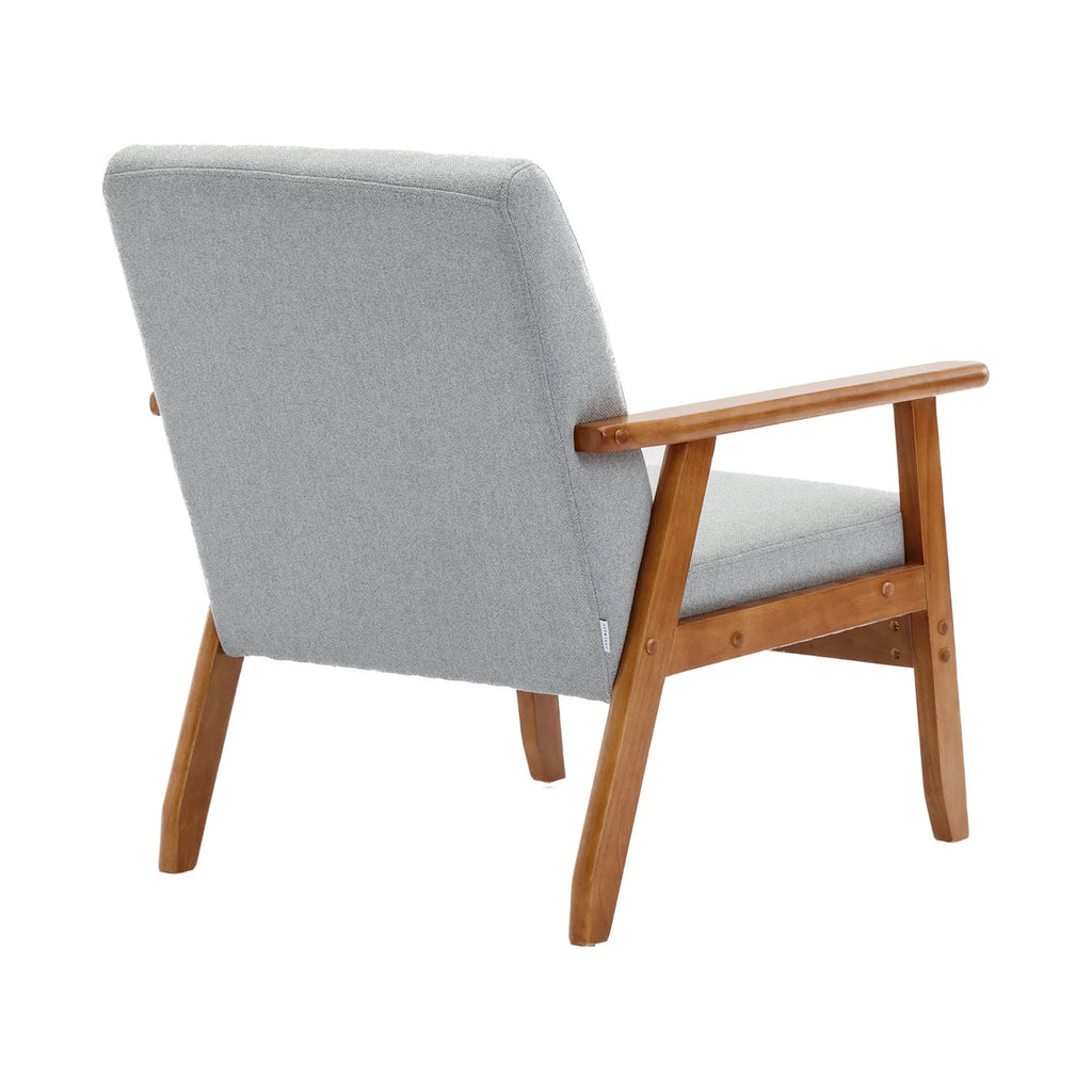 Accent Chairs Set of 2 with Side Table, Wood and Fabric Armchairs Y415360