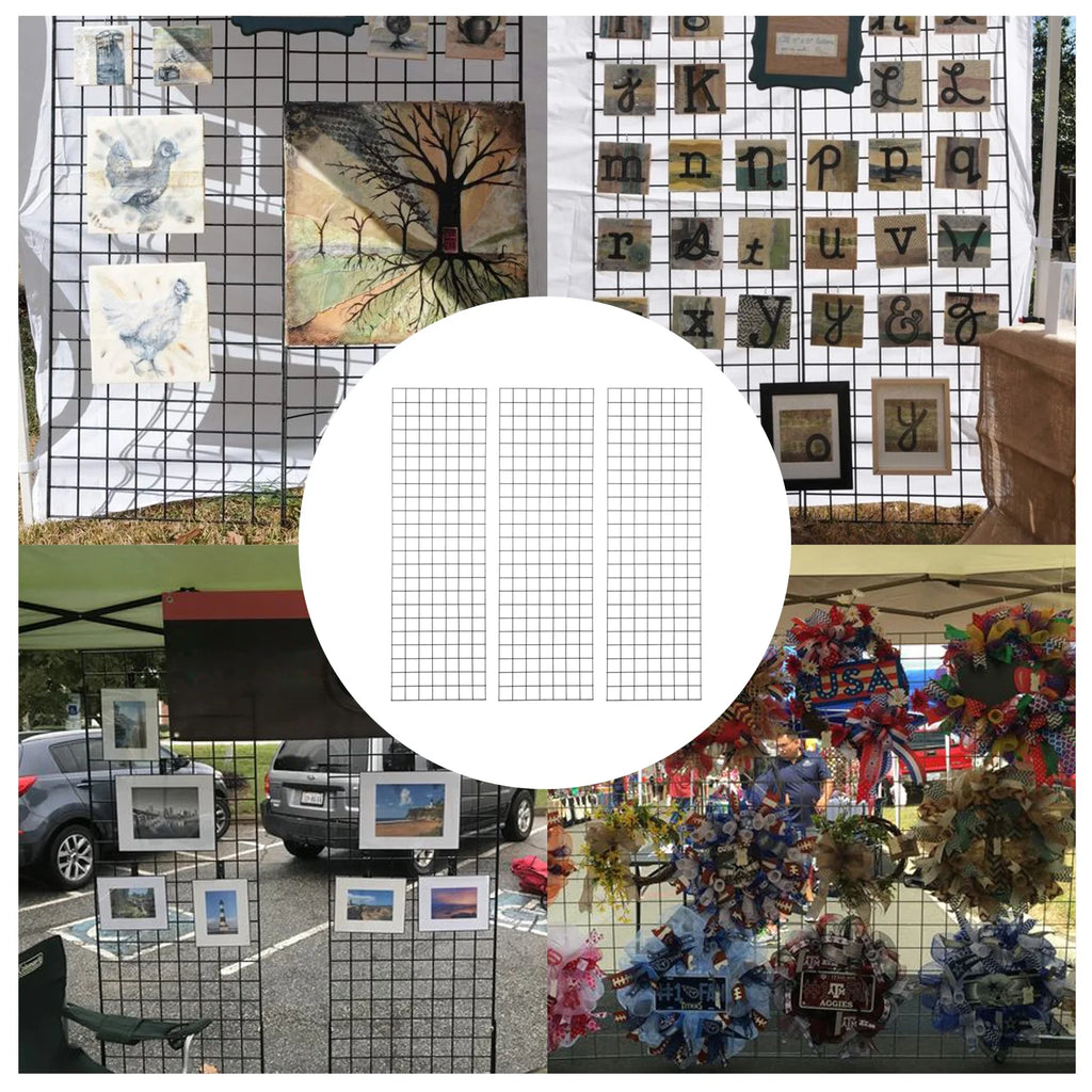 6' x 2' Wire Grid Panel Display Rack with Hooks, 3-Pack K936024