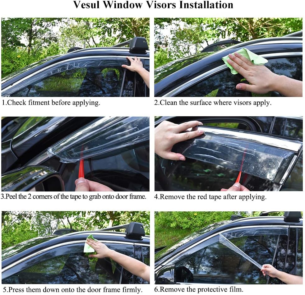 Tape on Vent Visor Rain Guard Window Wind Deflector Pack of 2 H102589
